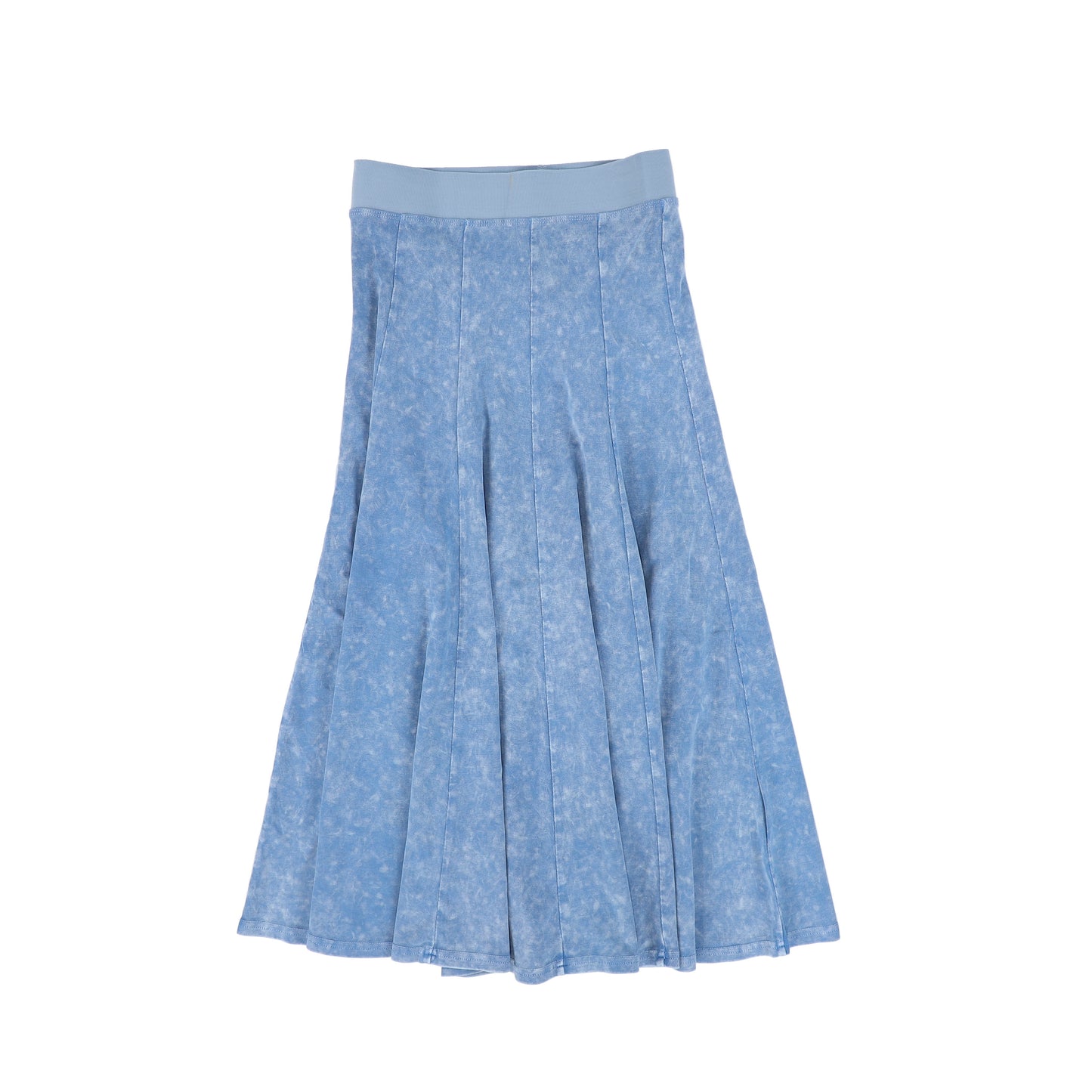 VIBE LIGHT BLUE MINERAL WASH PANEL MIDI SKIRT [FINAL SALE]