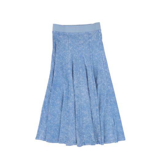 VIBE LIGHT BLUE MINERAL WASH PANEL MIDI SKIRT [FINAL SALE]