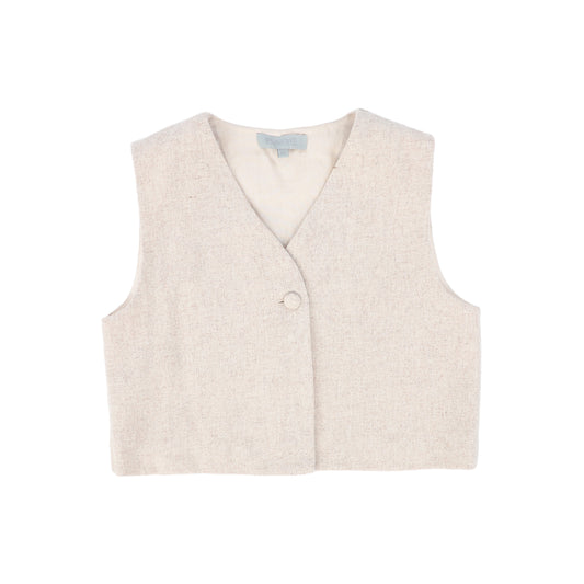 BACE COLLECTION OATMEAL WOOL ONE BUTTON VEST