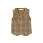 LE BOURDON CAMEL PLAID DOUBLE BREASTED VEST