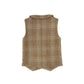 LE BOURDON CAMEL PLAID DOUBLE BREASTED VEST