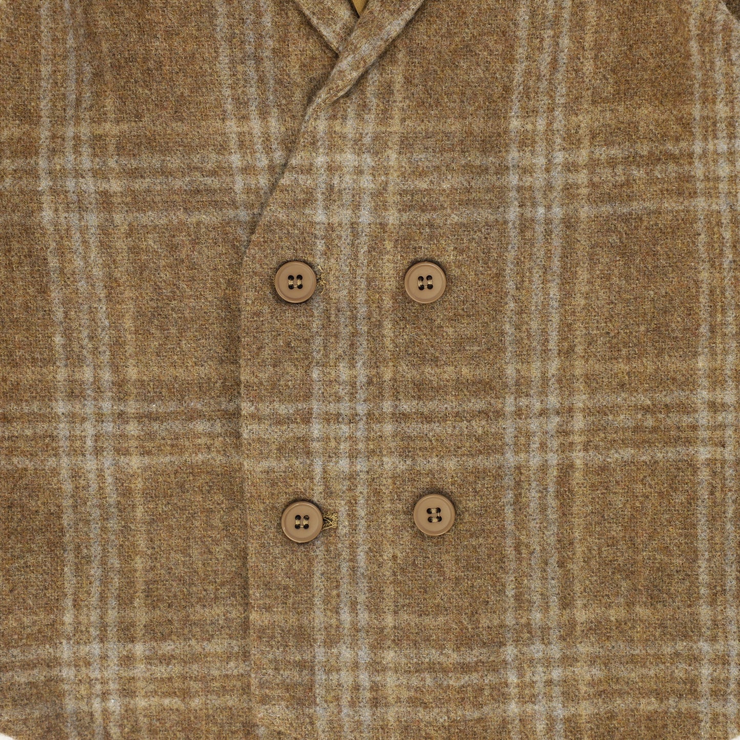 LE BOURDON CAMEL PLAID DOUBLE BREASTED VEST