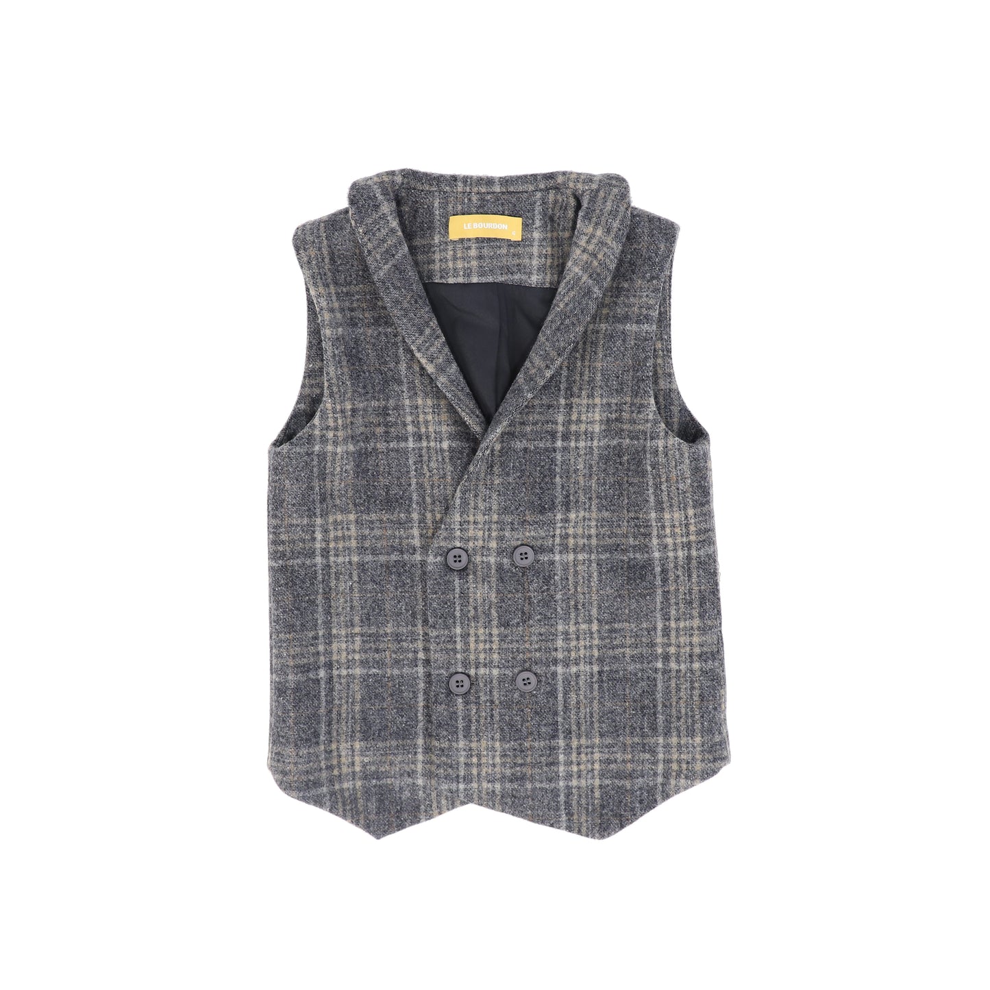 LE BOURDON GREY PLAID DOUBLE BREASTED VEST