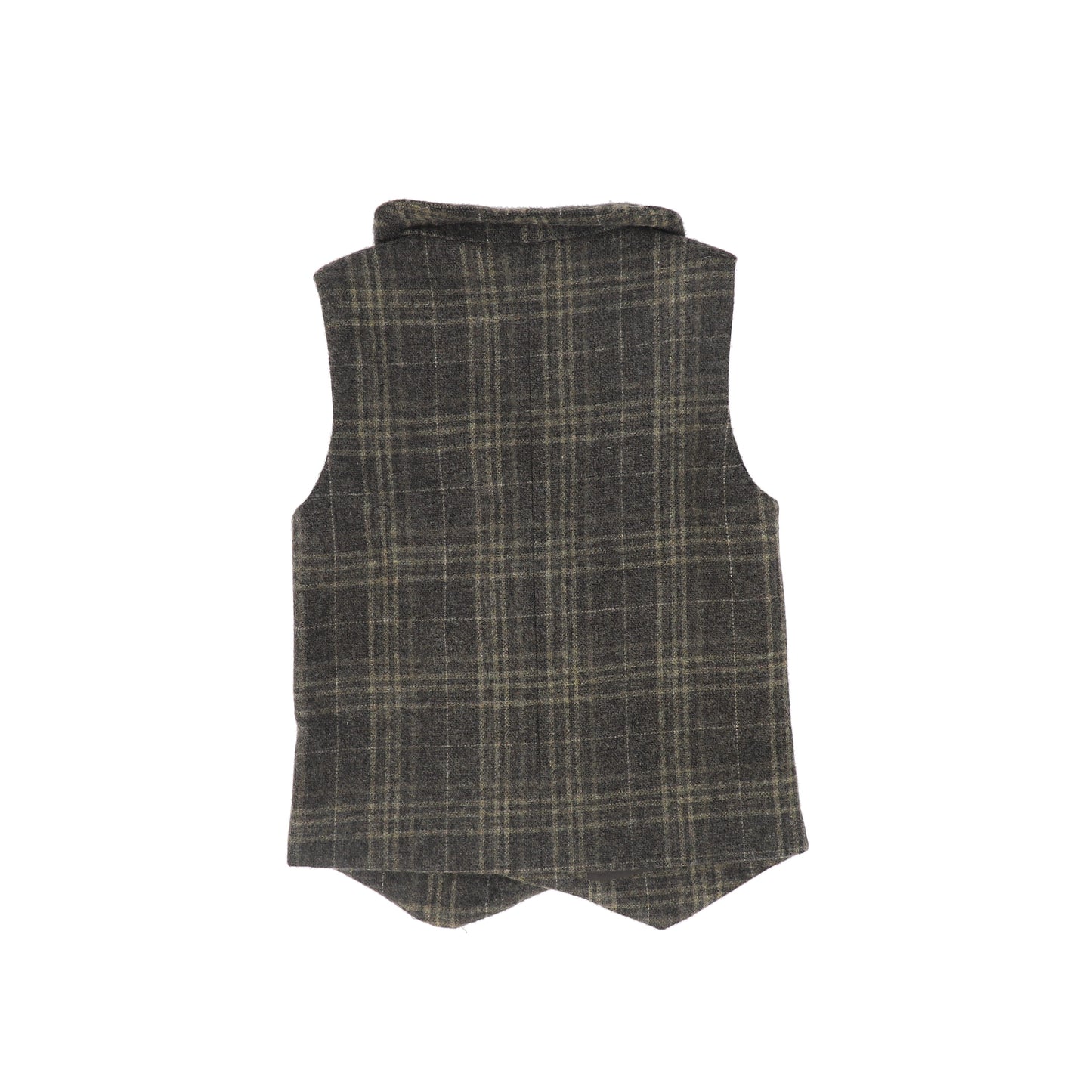 LE BOURDON OLIVE PLAID DOUBLE BREASTED VEST