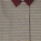 BACE COLLECTION BURGUNDY CHECKED WOOL SWING BLAZER