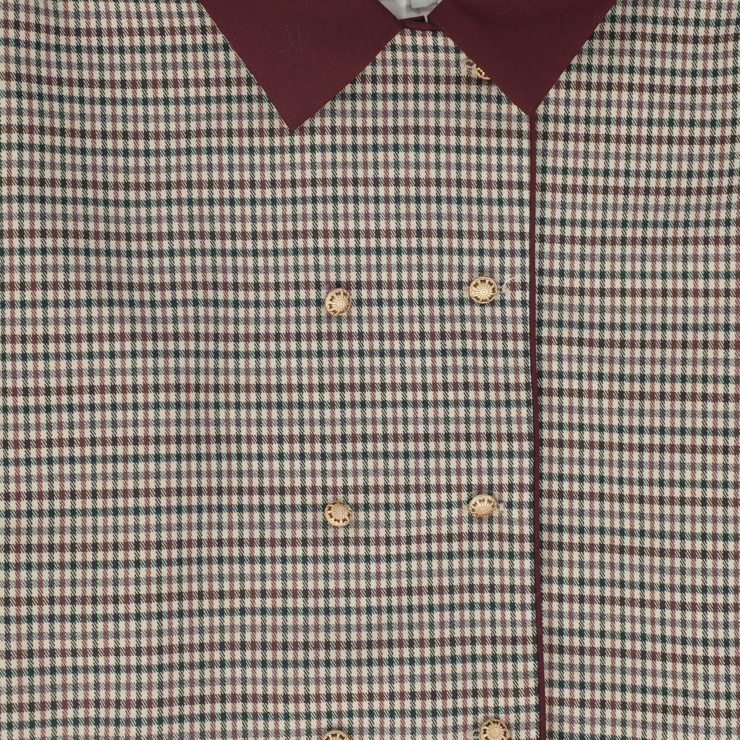 BACE COLLECTION BURGUNDY CHECKED WOOL SWING BLAZER