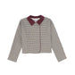 BACE COLLECTION BURGUNDY CHECKED WOOL SWING BLAZER