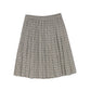 BACE COLLECTION BURGUNDY CHECKED PLEAT SKIRT