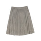 BACE COLLECTION BURGUNDY CHECKED PLEAT SKIRT