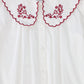 BACE COLLECTION WHITE EMBROIDERED SCALLOP COLLAR BLOUSE