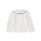 BACE COLLECTION WHITE EMBROIDERED SCALLOP COLLAR BLOUSE