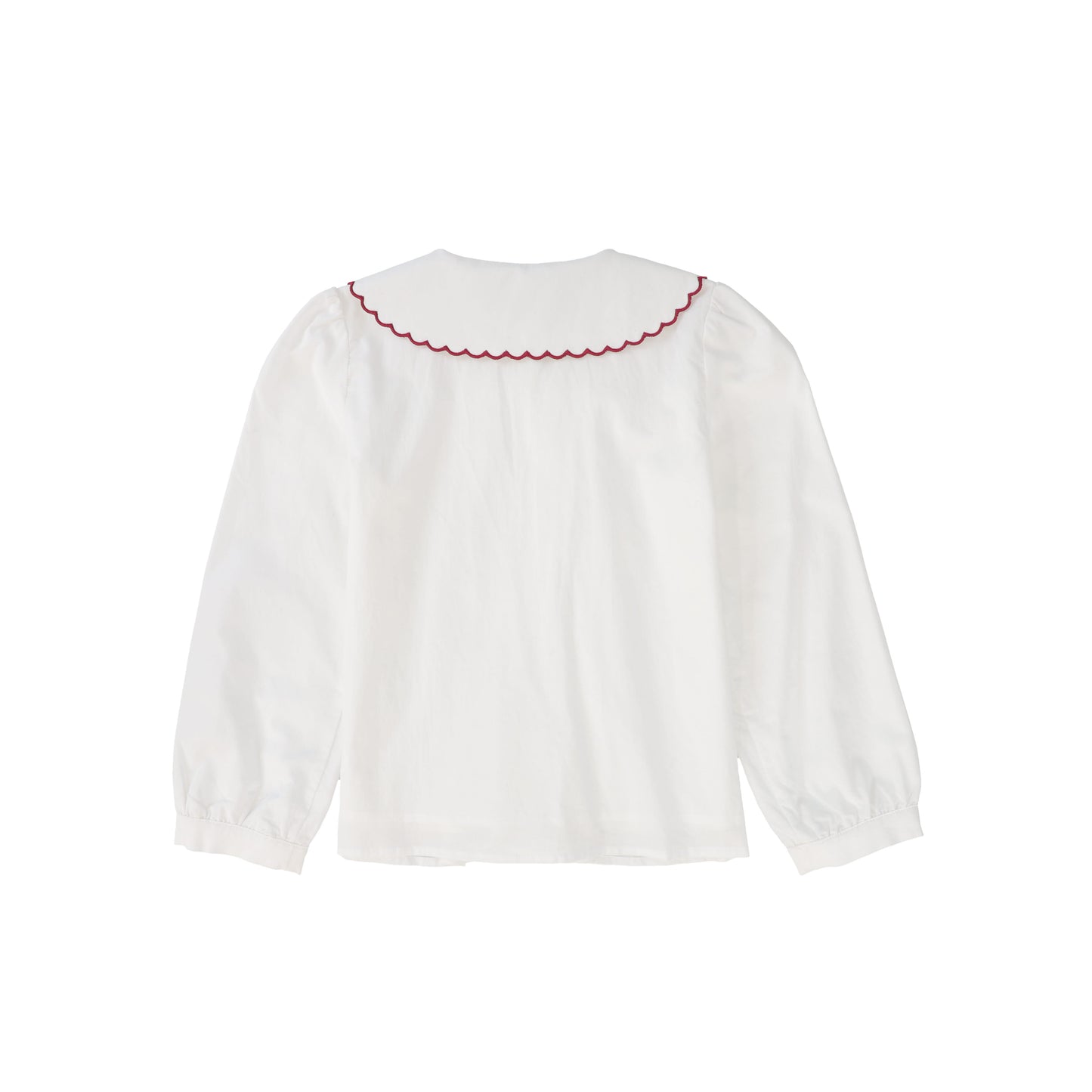 BACE COLLECTION WHITE EMBROIDERED SCALLOP COLLAR BLOUSE
