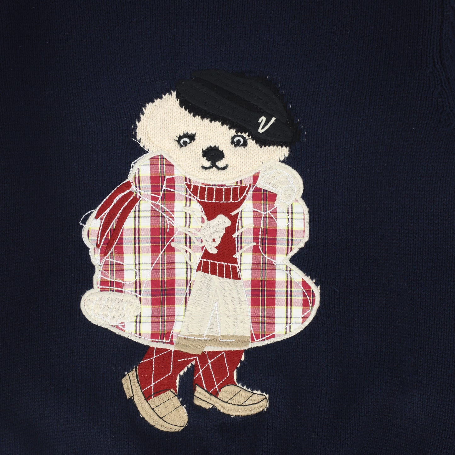 VALENTINA NAVY KNIT GRAPHIC DETAIL SWEATER