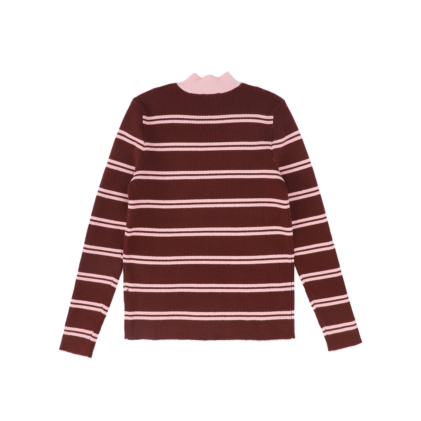 VALENTINA BURGUNDY RIBBED KNIT STRIPE TURTLENECK