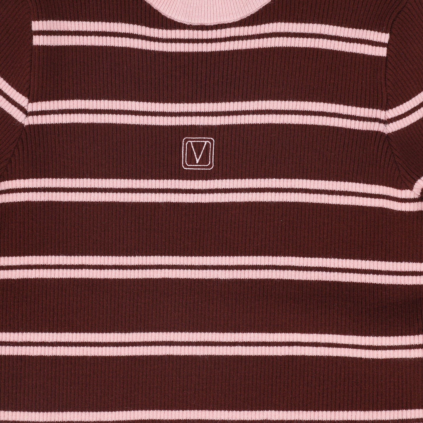 VALENTINA BURGUNDY RIBBED KNIT STRIPE TURTLENECK