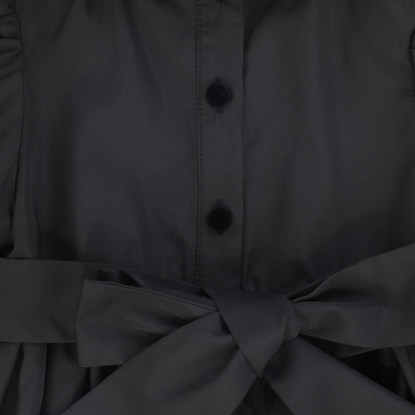 BAMBOO BLACK TAFFETA VELVET COLLAR PUFF SLEEVE DRESS
