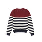 BAMBOO NAVY/WHITE RIBBED KNIT STRIPE CREST SWEATER