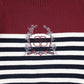 BAMBOO NAVY/WHITE RIBBED KNIT STRIPE CREST SWEATER