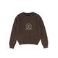 BAMBOO BROWN RIBBED KNIT STRIPE CREST SWEATER