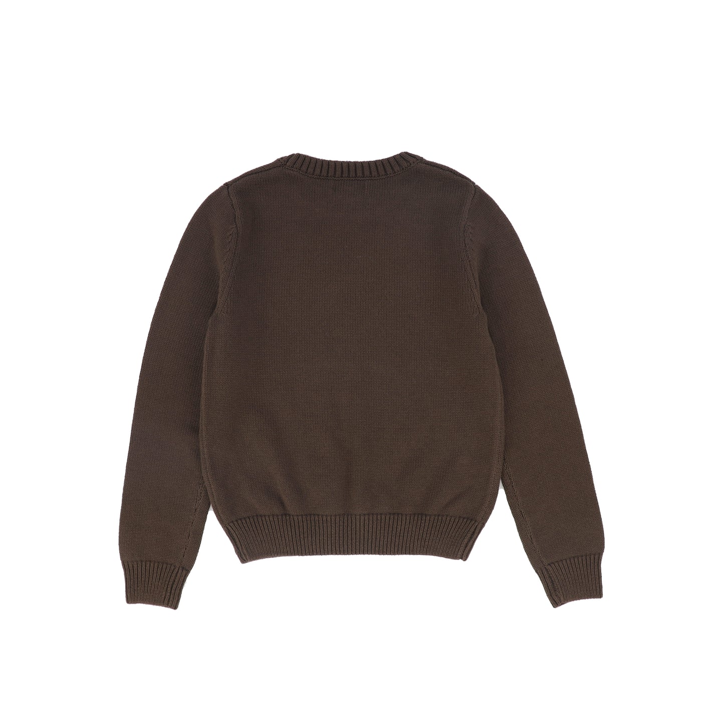 BAMBOO BROWN RIBBED KNIT STRIPE CREST SWEATER