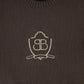 BAMBOO BROWN RIBBED KNIT STRIPE CREST SWEATER