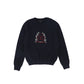 BAMBOO NAVY RIBBED KNIT STRIPE CREST SWEATER