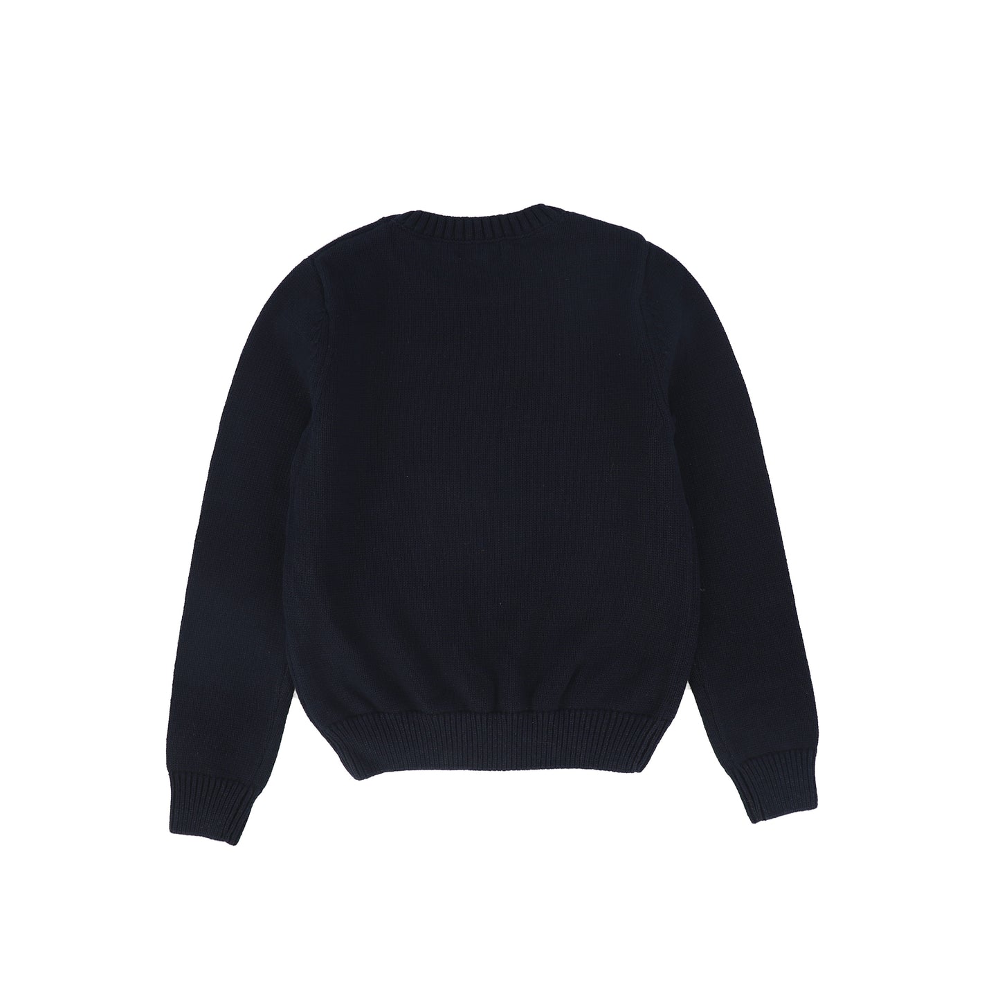 BAMBOO NAVY RIBBED KNIT STRIPE CREST SWEATER