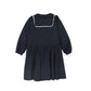 BAMBOO NAVY EMBROIDERED TRIM COLLAR DRESS