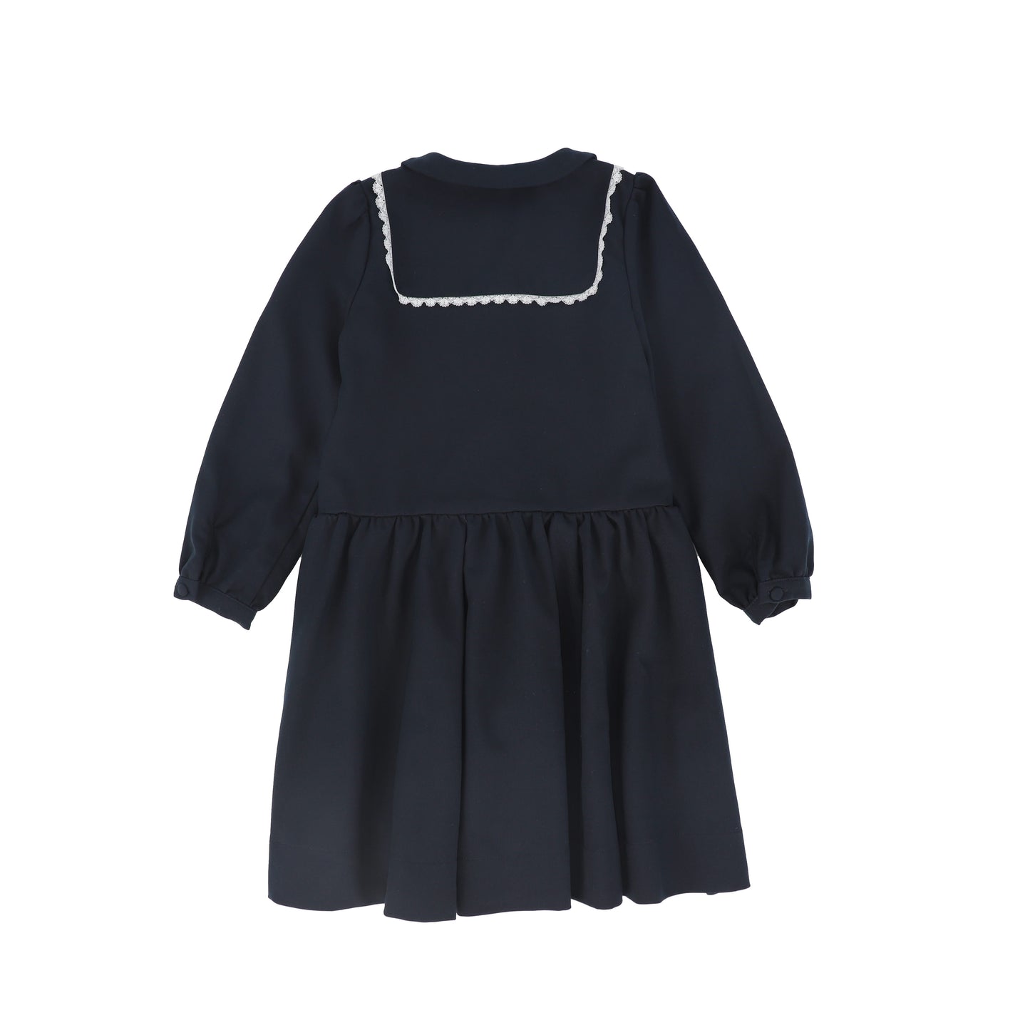 BAMBOO NAVY EMBROIDERED TRIM COLLAR DRESS