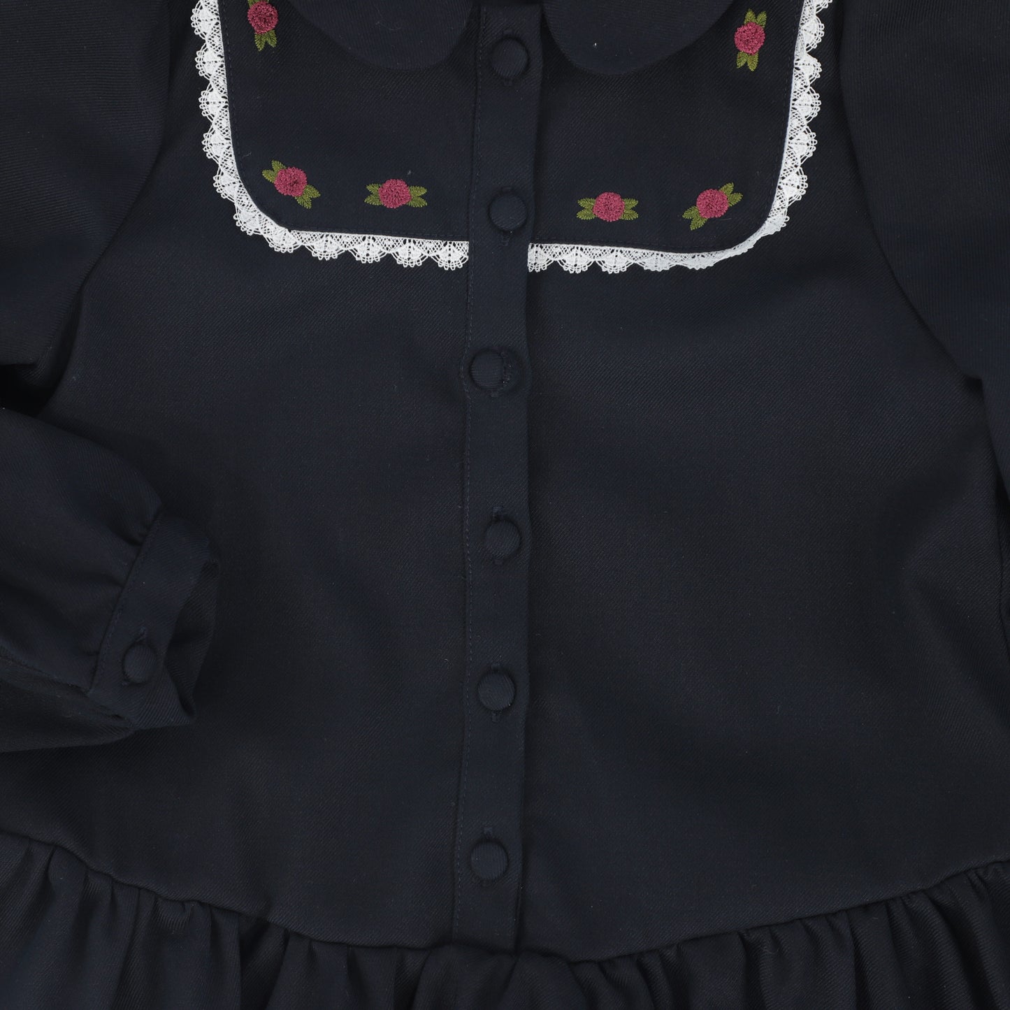 BAMBOO NAVY EMBROIDERED TRIM COLLAR DRESS