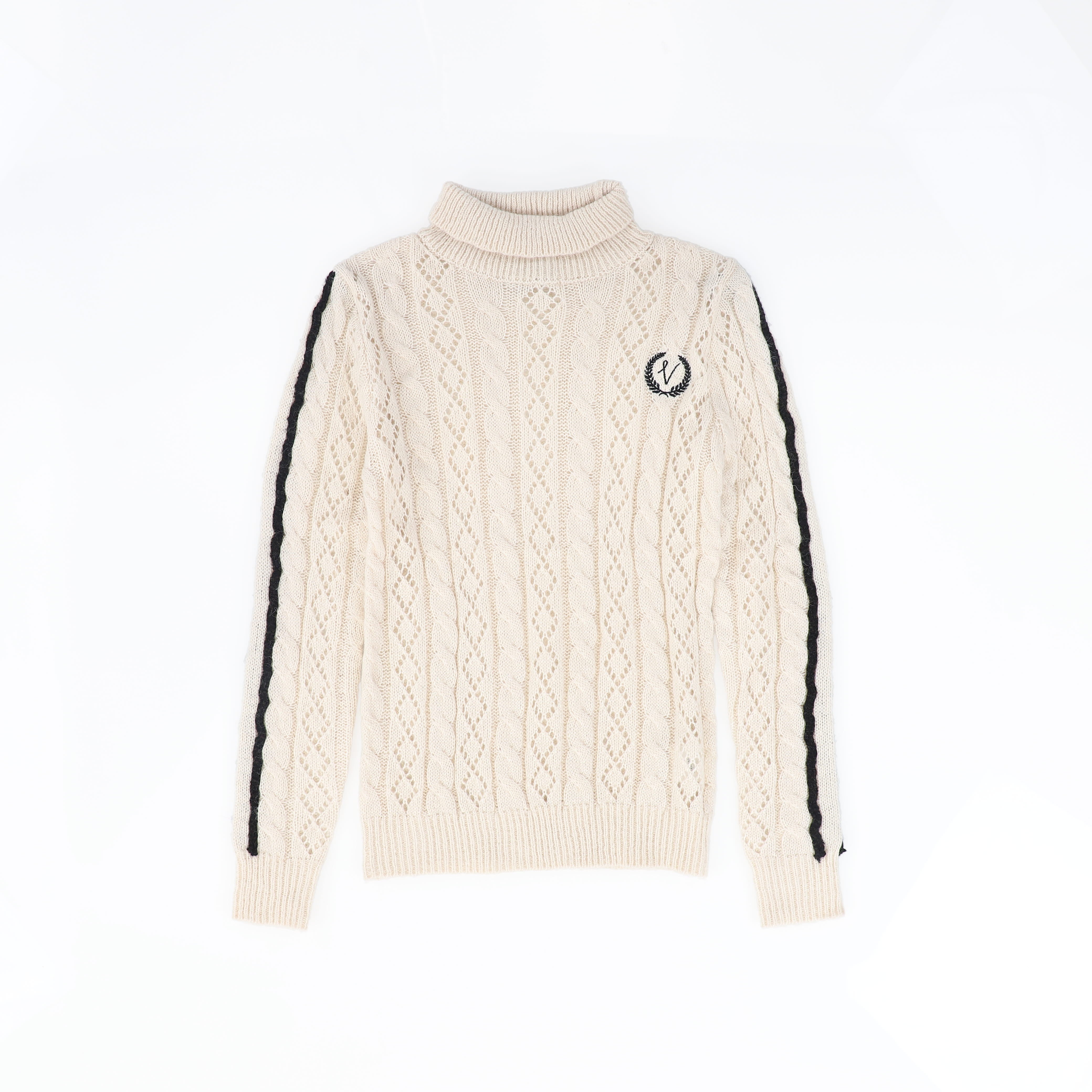 トップス Snap Turtleneck-Calico Print Pointelle VALENTINA CREAM POINTELLE CABLE KNIT TURTLENECK – Luibelle