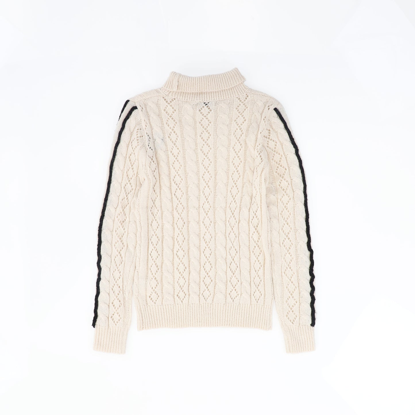 VALENTINA CREAM POINTELLE CABLE KNIT TURTLENECK