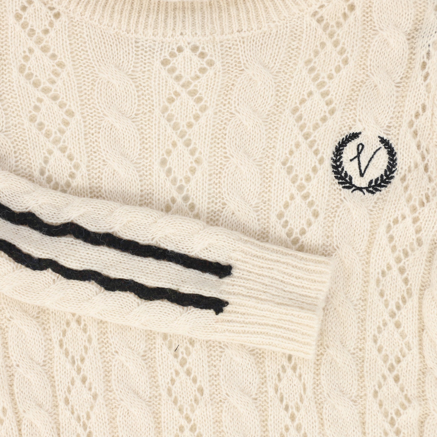 VALENTINA CREAM POINTELLE CABLE KNIT TURTLENECK