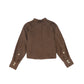 VALENTINA BROWN DENIM CONTRAST SEAM CROP BLOUSE