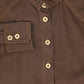 VALENTINA BROWN DENIM CONTRAST SEAM CROP BLOUSE