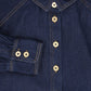 VALENTINA BLUE DENIM CONTRAST SEAM CROP BLOUSE