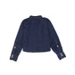 VALENTINA BLUE DENIM CONTRAST SEAM CROP BLOUSE