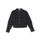 VALENTINA BLACK DENIM CONTRAST SEAM CROP BLOUSE