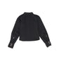 VALENTINA BLACK DENIM CONTRAST SEAM CROP BLOUSE