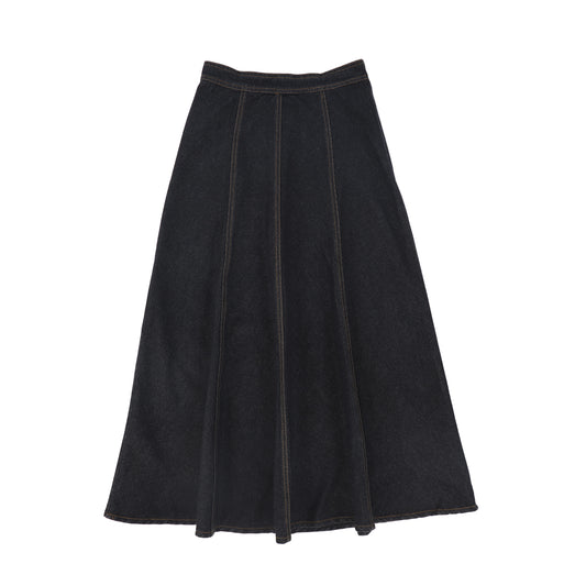 VALENTINA BLACK DENIM CONTRAST SEAM MAXI SKIRT