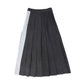 VALENTINA BLACK MIX DENIM PLEATED SKIRT