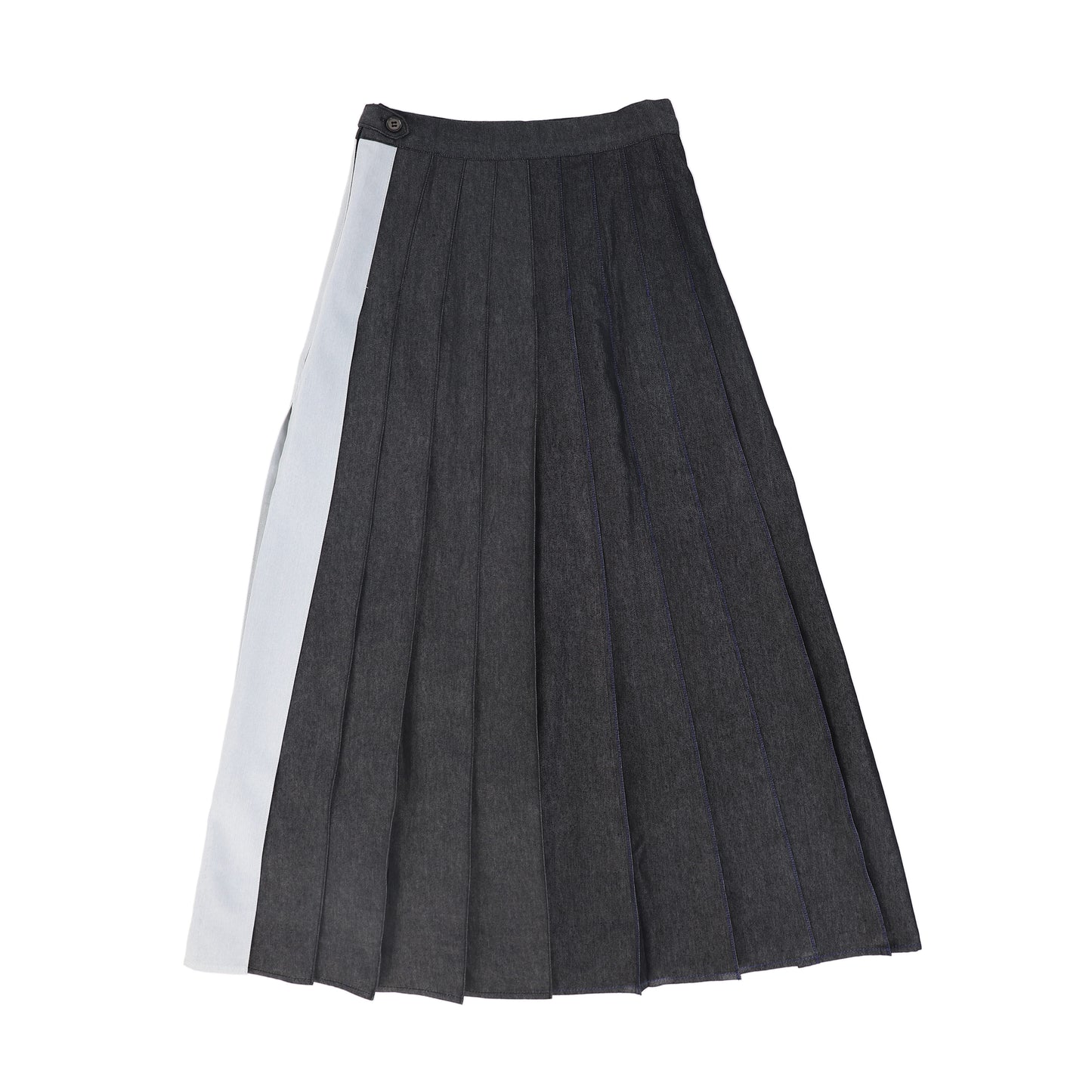 VALENTINA BLACK MIX DENIM PLEATED SKIRT