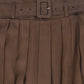 VALENTINA BROWN DENIM BUCKLE PLEATED MAXI SKIRT