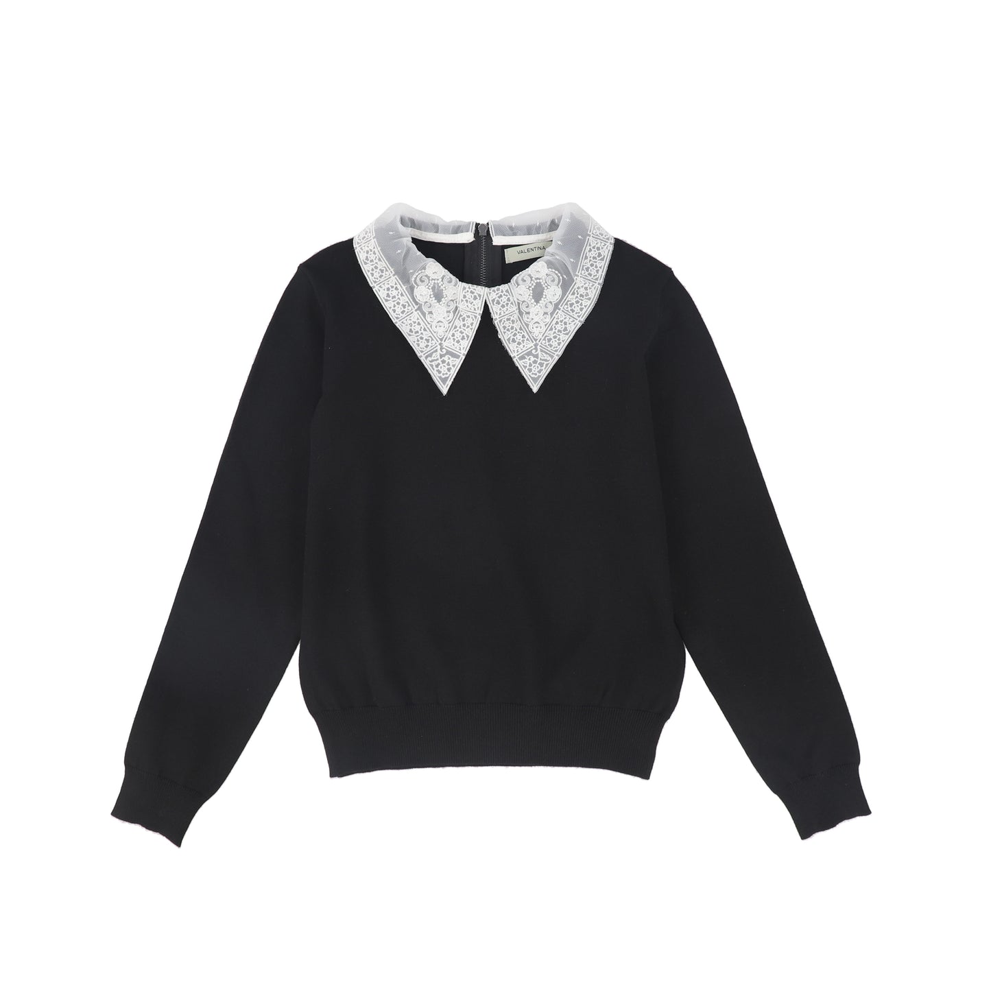 VALENTINA BLACK LACE COLLAR SWEATER