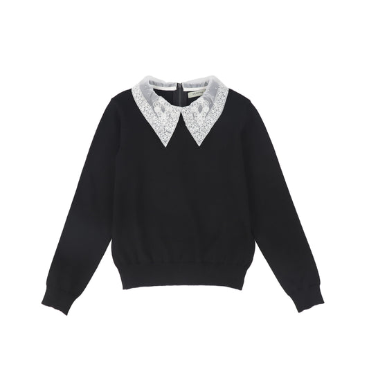VALENTINA BLACK LACE COLLAR SWEATER