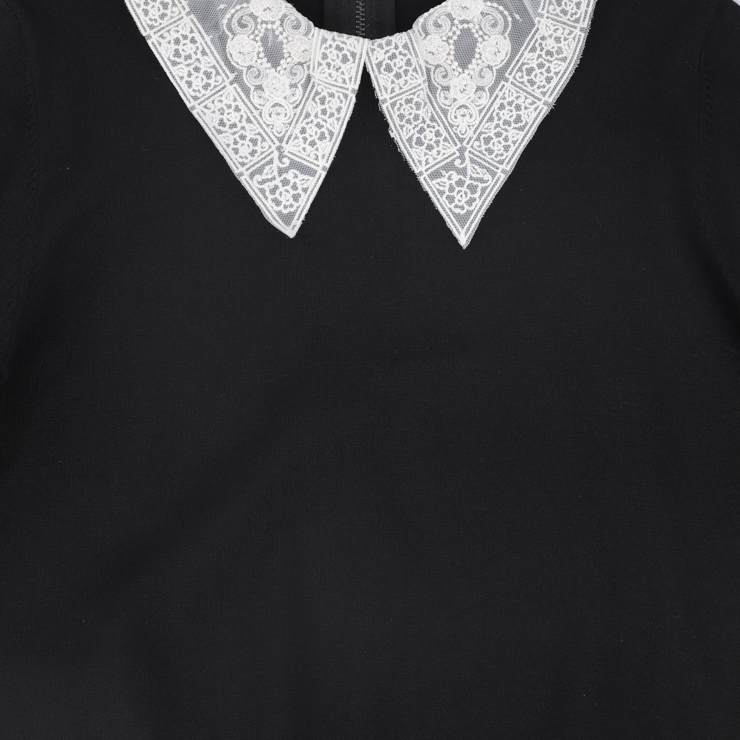 VALENTINA BLACK LACE COLLAR SWEATER