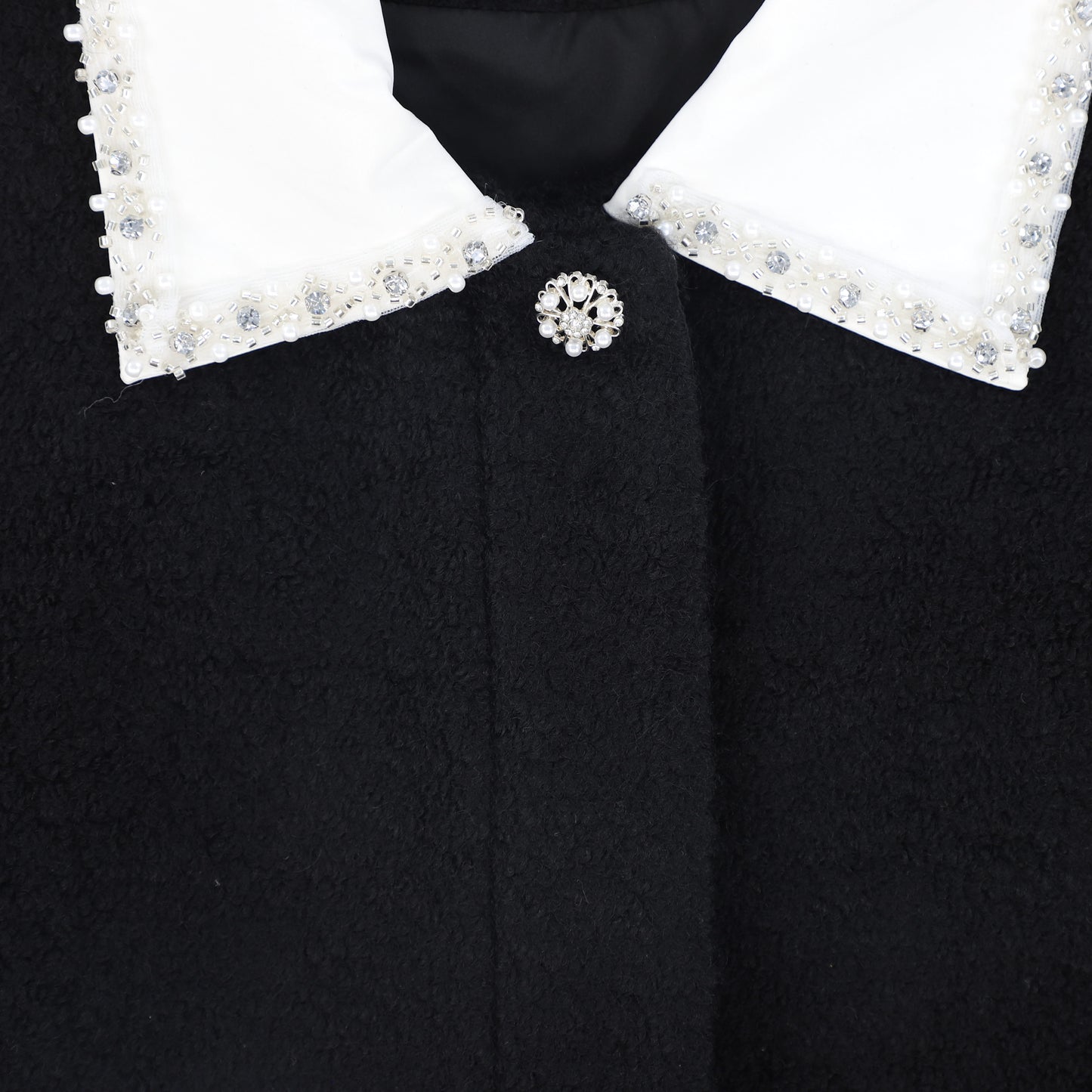 VALENTINA BLACK TWEED COLLAR VEST DRESS
