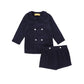 LE BOURDON NAVY CORDUROY DOUBLE BREASTED BLOUSE SET