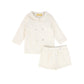 LE BOURDON CREAM CORDUROY DOUBLE BREASTED BLOUSE SET