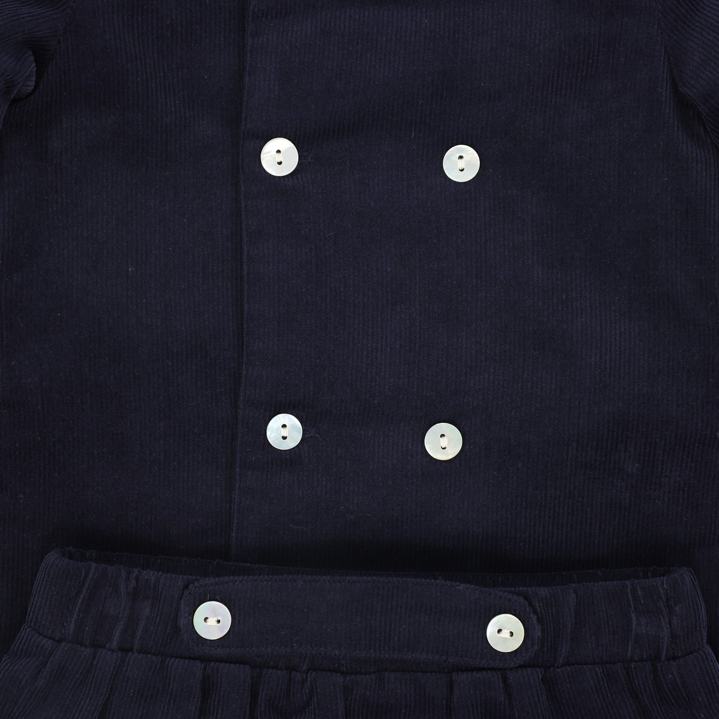 LE BOURDON NAVY CORDUROY DOUBLE BREASTED BLOUSE SET